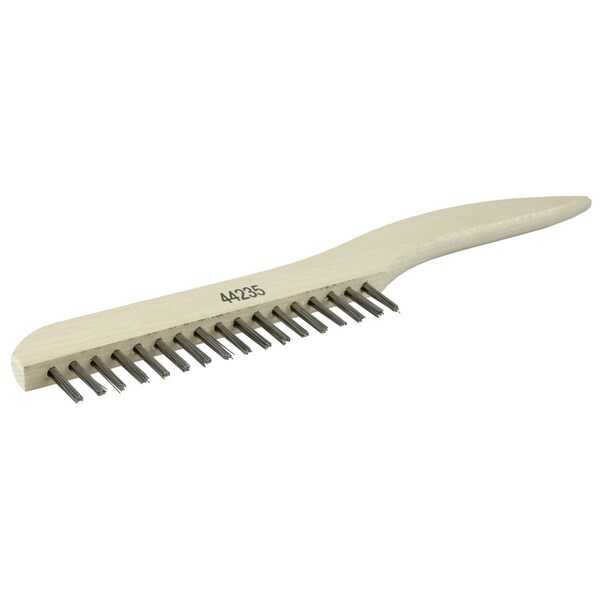 Weiler Hand Wire Scratch Brush, .012 Fill, Shoe Handle, 1 x 17 Rows - 44235