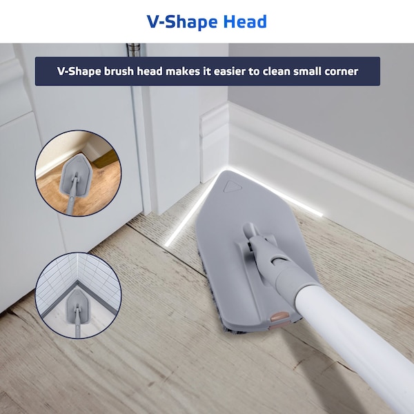 Dsv Standard Tile Tub Scrubber, 3-in-1 Long Handle Brush with No-Scratch Heads, Bathroom, Kitchen Cleaning - 87005