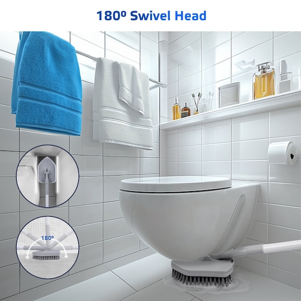 Dsv Standard Tile Tub Scrubber, 3-in-1 Long Handle Brush with No-Scratch Heads, Bathroom, Kitchen Cleaning - 87005