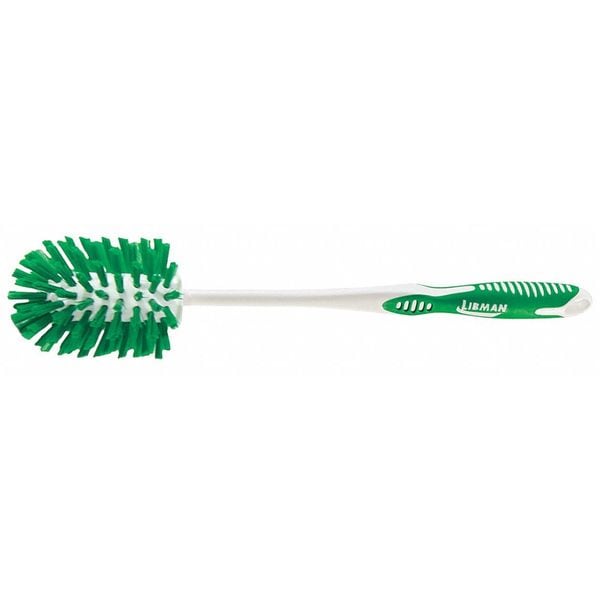 Libman Toilet Brush, 10 1/4 in L Handle, 3 3/4 in L Brush, Green, Polypropylene, 14 in L Overall - 22