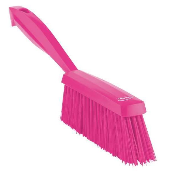 Vikan 1 19/32 in W Bench Brush, Medium, 6 1/2 in L Handle, 6 1/2 in L Brush, Pink, Plastic - 45891