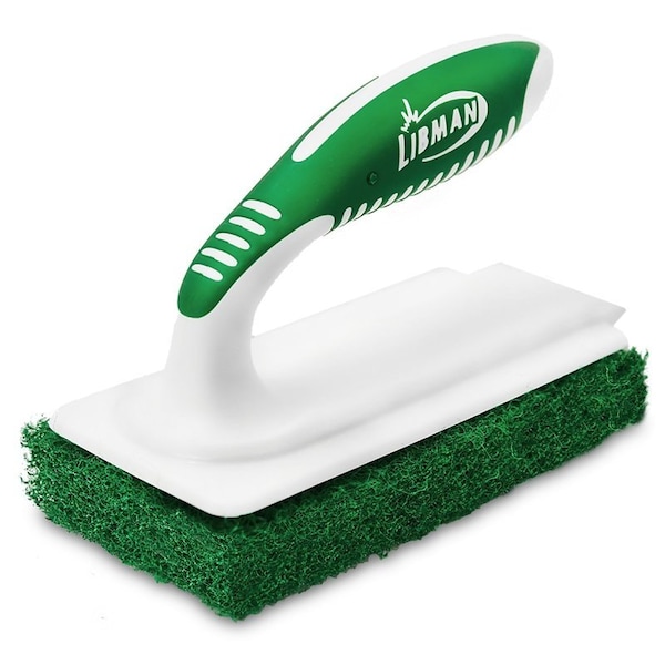 Libman Tile and Tub Scrub, Recycled Plastic Abrasive, 6 in L, 3 in W, Green/White - 1161