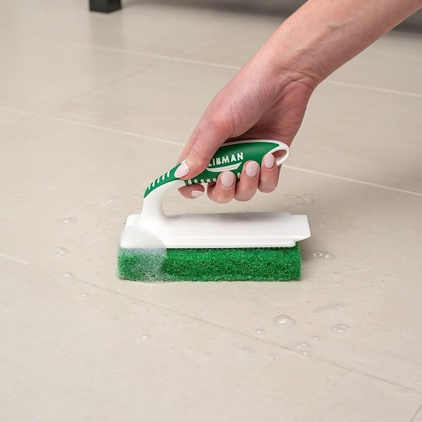 Libman Tile and Tub Scrub, Recycled Plastic Abrasive, 6 in L, 3 in W, Green/White - 1161