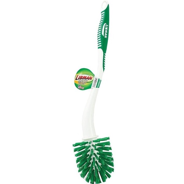 Libman Toilet Bowl Brush, 1 in L Trim, PET Bristle, 19-1/4 in OAL - 1020
