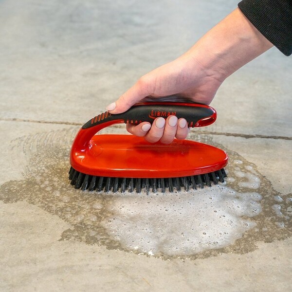 The Libman Co Libman Big Scrub Brush, 1 in L Trim, PET, 3-1/2 in W Brush, 9 in OAL, Red - 567