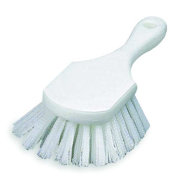 Tough Guy 3 1/4 in W Utility Brush, Medium, 8 in L Handle, 4 1/4 in L Brush, White, Plastic, 8 in L Overall - 1VAE2