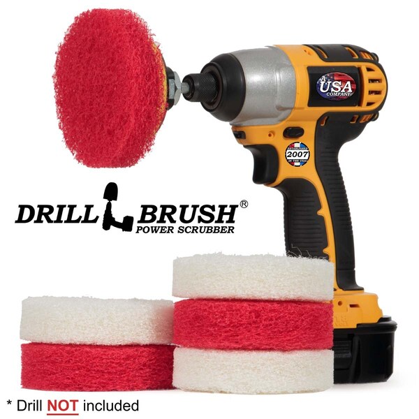 Drillbrush Bathroom - Cleaning Supplies - Drill Brush Power Scrubber Pads - Showe - P4-3WR-3V-QC-DB