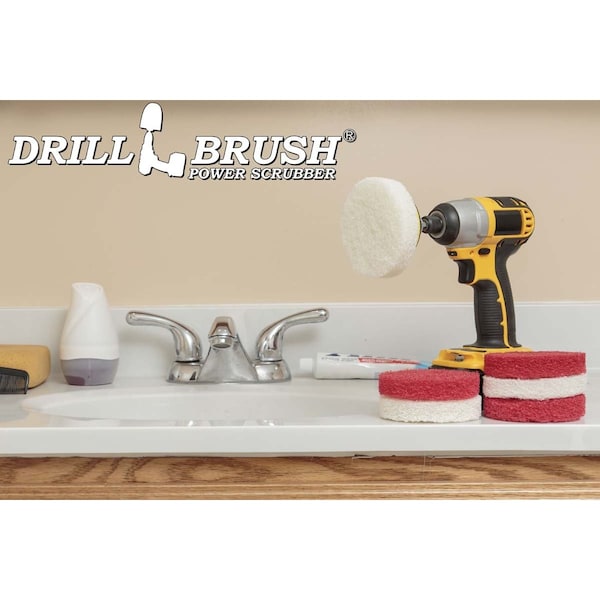 Drillbrush Bathroom - Cleaning Supplies - Drill Brush Power Scrubber Pads - Showe - P4-3WR-3V-QC-DB