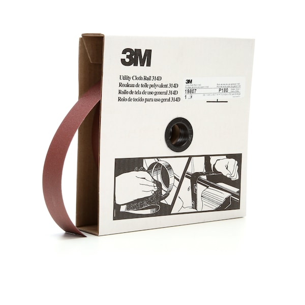 Tela abrasiva de 3M, rollo, 1-1/2X50yd P180J, paquete de 5 - 7000118527