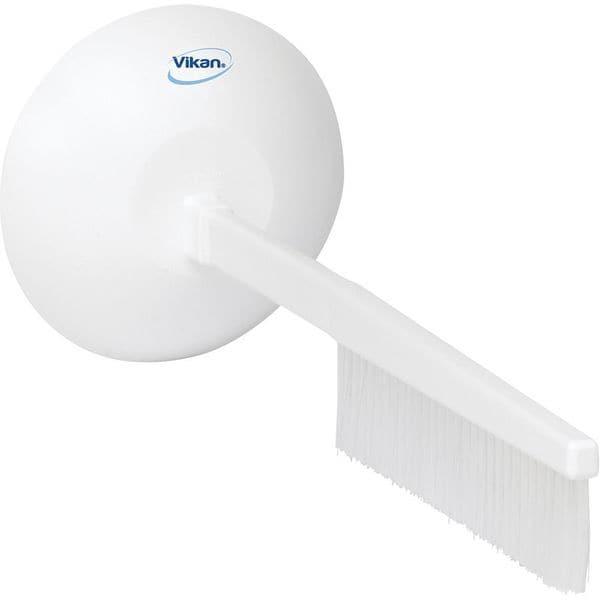 Vikan 1/2 in W Scrub Brush, Medium, 4 3/4 in L Handle, 20 in L Brush, White, Plastic, 20 in L Overall - 41845