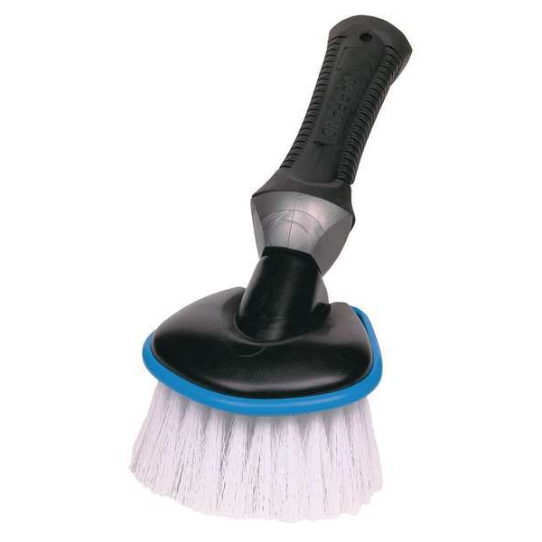Carrand 2 1/4 in W Wheel and Bumper Brush, 6 in L Handle, 5 in L Brush, White, Rubber, 11 in L Overall - 92036