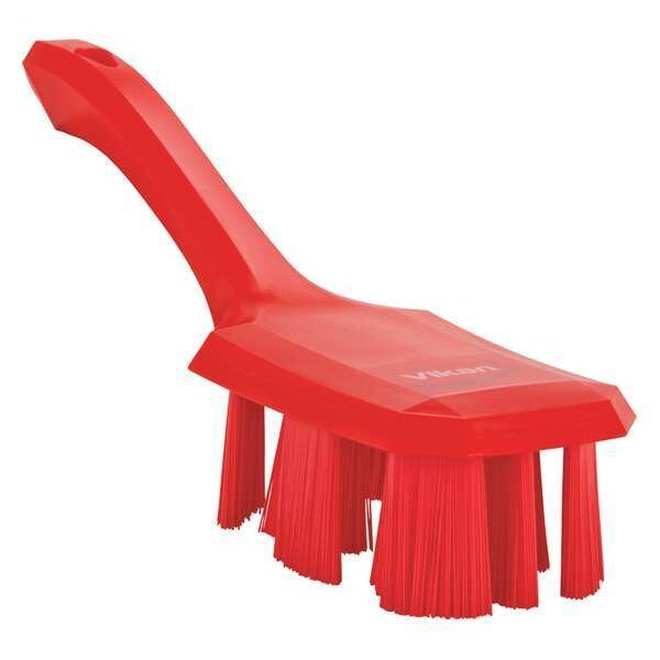 Vikan 2 7/8 in W Scrub Brush, Stiff, 5 3/4 in L Handle, 4 3/4 in L Brush, Red, Plastic, 10 in L Overall - 41794