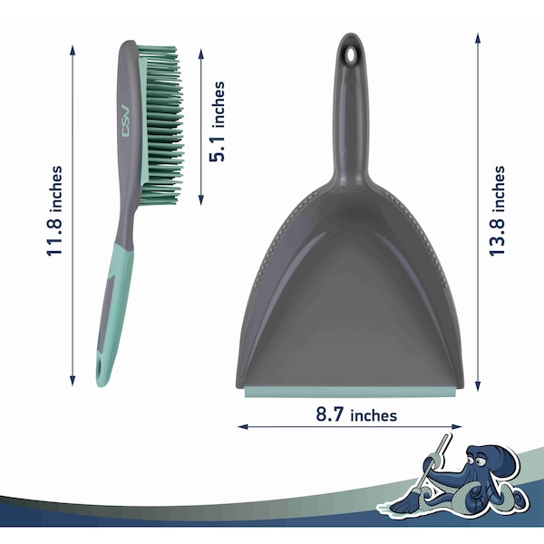 Dsv Standard Soft Bristle Brush and Scrubber w/ Dustpan Set - 70702