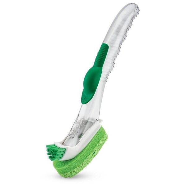 The Libman Co LIBMAN Glass and Dish Wand with Scrub Brush, 11 in OAL, Natural Cellulose/PET Trim, PVC Handle - 1132