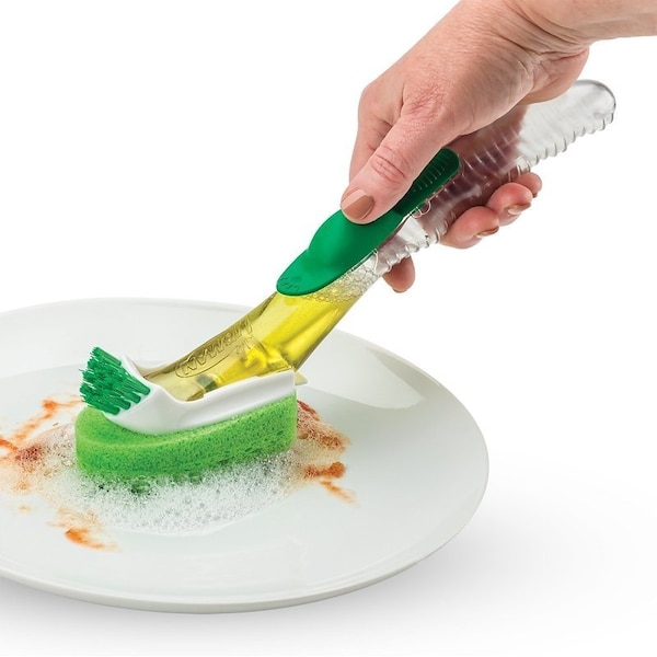 The Libman Co LIBMAN Glass and Dish Wand with Scrub Brush, 11 in OAL, Natural Cellulose/PET Trim, PVC Handle - 1132