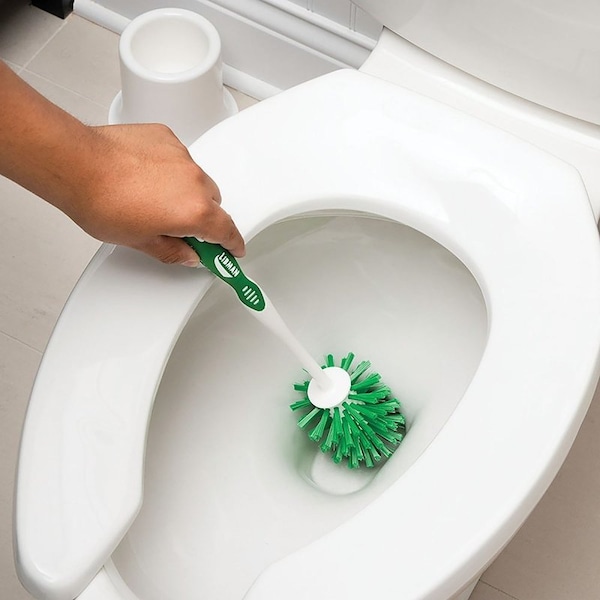 Libman Toilet Bowl Brush, 1 in L Trim, PET Bristle, Polypropylene Holder, White Holder - 34