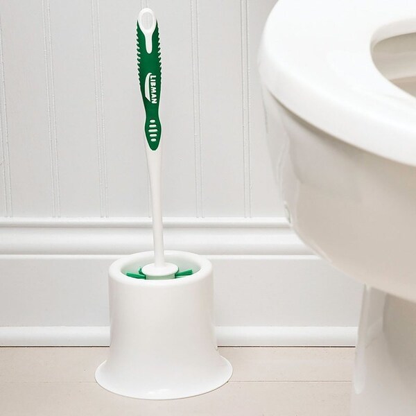 Libman Toilet Bowl Brush, 1 in L Trim, PET Bristle, Polypropylene Holder, White Holder - 34