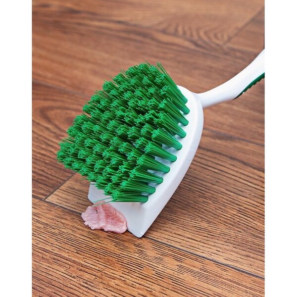 Libman Heavy-Duty Scrub Brush, 1-1/2 in L Trim, PET, Green, 3-1/2 in W Brush, 11.13 in OAL, White - 54