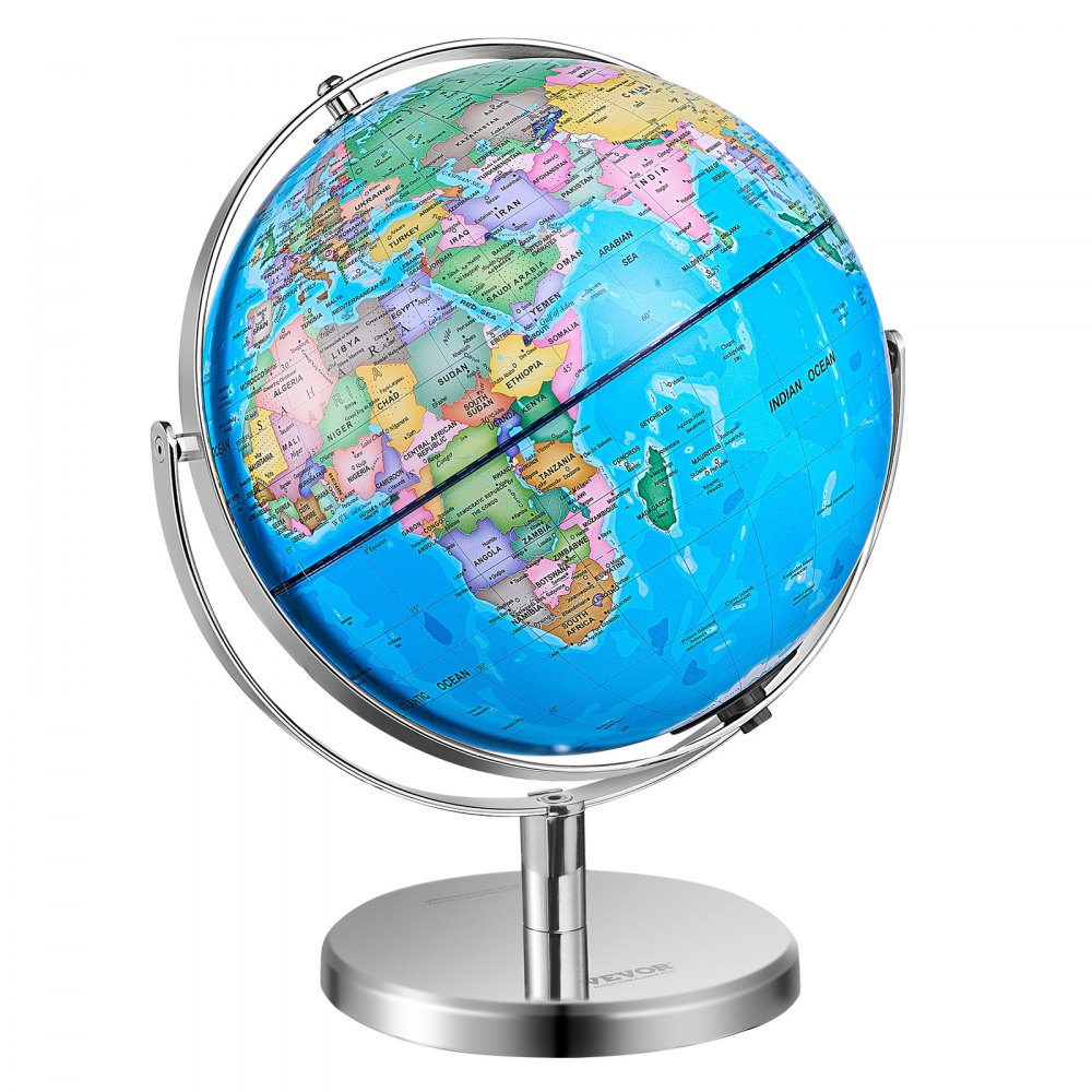 VEVOR Rotating World Globe with Stand, 13 in/330.2 mm, Educational Geographic Globe with Precise Time Zone ABS Material, 720° Spinning Globe for Kids Children Learning Classroom Geography Education - DQYJJLBFG13Y9FFDEV0