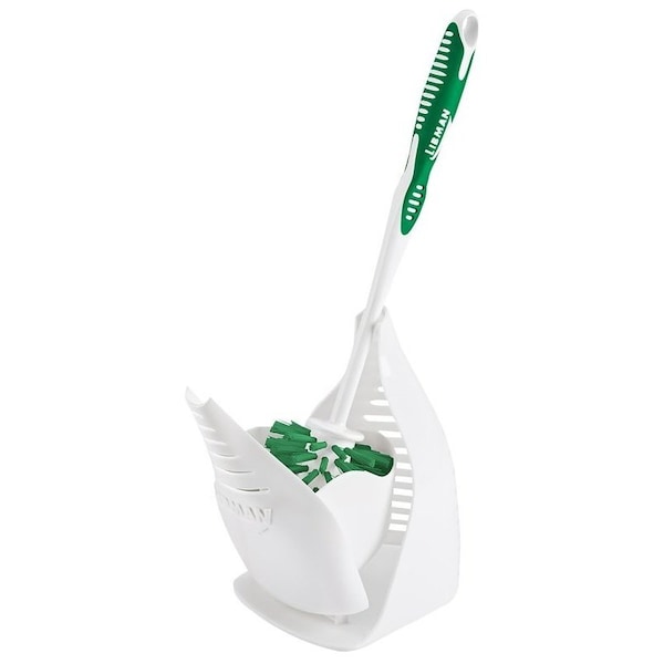 Libman Bowl Brush, 1 in L Trim, PET Bristle, Polypropylene Holder, White Holder - 40