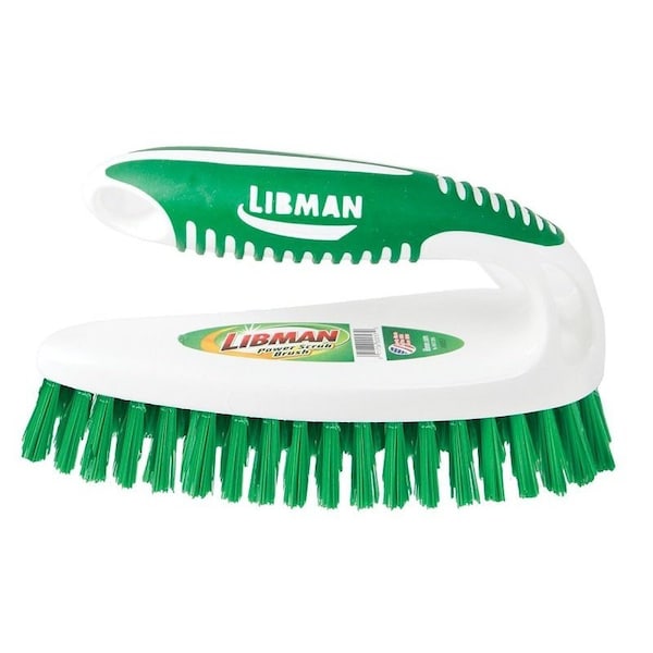 Libman Power Scrub Brush, 1 in L Trim, PET, Green, 2-1/2 in W Brush, 6.37 in OAL, Green/White - 57