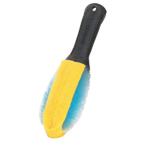 Carrand 2 1/2 in W Wheel and Brake Dust Remover Brush, 6 in L Handle, 6 in L Brush, Blue/Yellow, Rubber - 92012