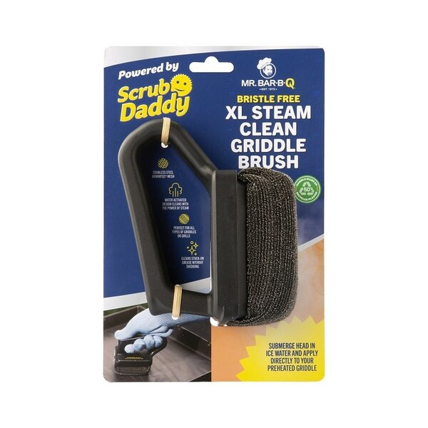 Scrub Daddy XL Steam Clean Griddle Brush, Stainless Steel Bristle, Plastic Handle - 60404SDZ