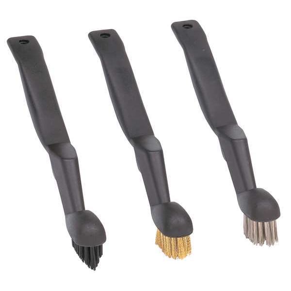 Carrand 1/2 in W Detail Brush, 5 in L Handle, 1 1/4 in L Brush, Black/Gold/Silver, Polypropylene, 3 PK - 92004