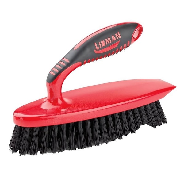 Libman Scrub Brush, 1 in L Trim, PET, 7-1/2 in W Brush, 8 in OAL, Red - 525