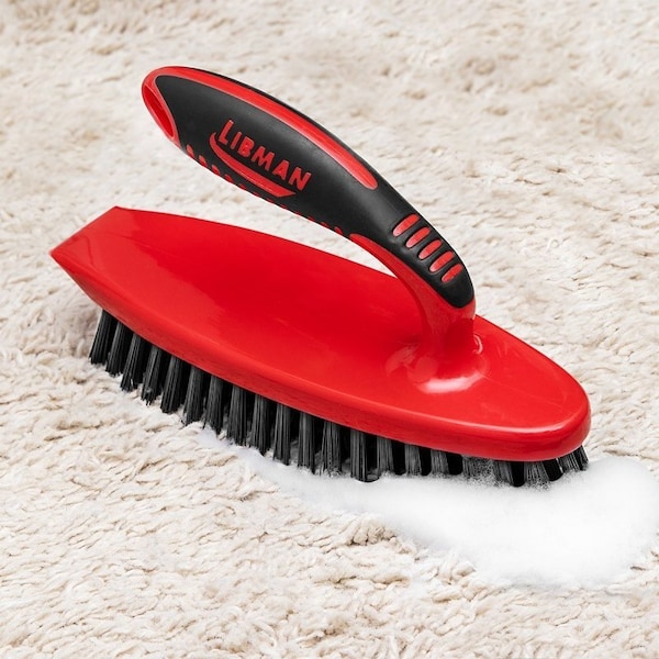 Libman Scrub Brush, 1 in L Trim, PET, 7-1/2 in W Brush, 8 in OAL, Red - 525