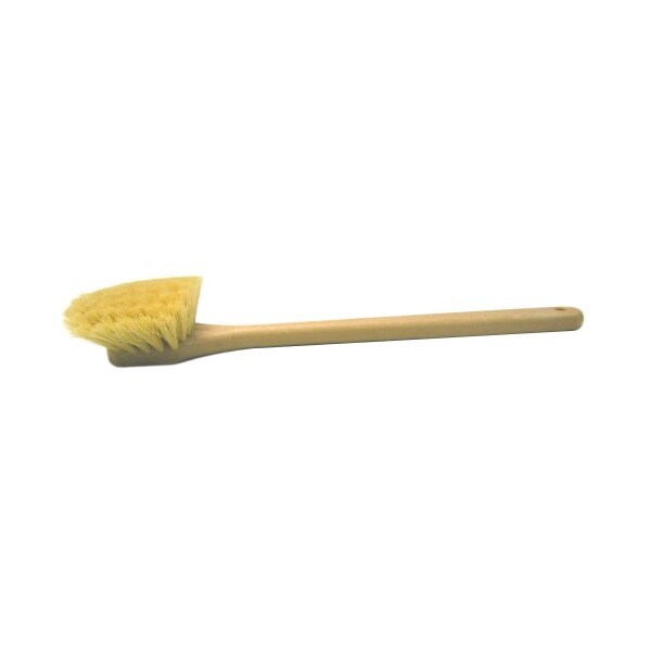 Weiler 20" Utility Scrub Brush, White Tampico Fill, Long Handle, Foam Block - 44663