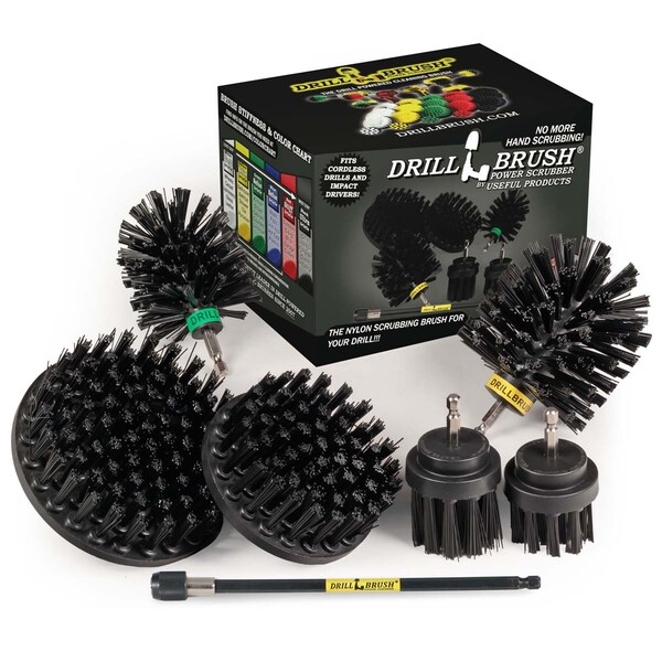 Drill Brush Power Scrubber By Useful Products 5 in W 7 in L Brush, Black - K-542OMS-2L-7X-QC-DB