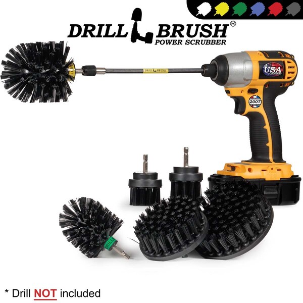 Drill Brush Power Scrubber By Useful Products 5 in W 7 in L Brush, Black - K-542OMS-2L-7X-QC-DB