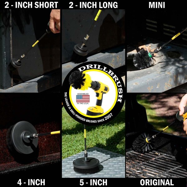 Drill Brush Power Scrubber By Useful Products 5 in W 7 in L Brush, Black - K-542OMS-2L-7X-QC-DB