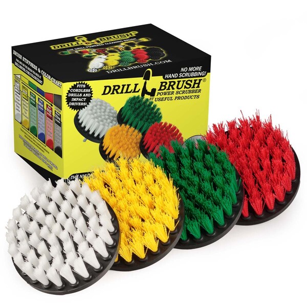 Drill Brush Power Scrubber By Useful Products 7 in W 5 in L Brush, Variety - 4IN-S-GRWY-QC-DB