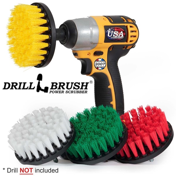 Drill Brush Power Scrubber By Useful Products 7 in W 5 in L Brush, Variety - 4IN-S-GRWY-QC-DB