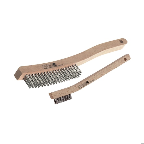 Cgw Abrasives Economy Scratch Brush, 5/32 in L x 3/8 in W Brush, 7-1/4 in OAL, 1/2 in Brass Trim - 60208