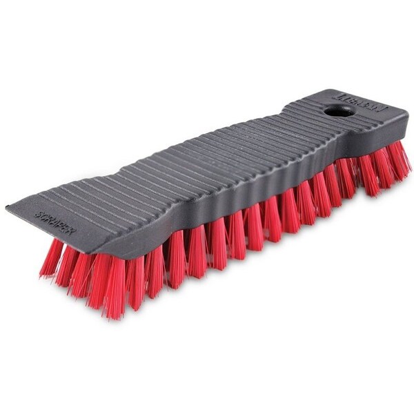Libman Heavy-Duty Scrub Brush, 1-1/8 in L Trim, PET, Red, 9 in W Brush, 9-1/2 in OAL - 513