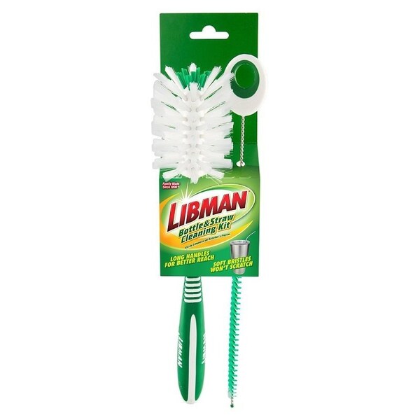 Libman Bottle and Straw Cleaning Kit, 12 in OAL, Wire Trim, Comfort Grip - 1371