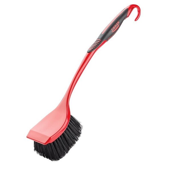 Libman Long Handle Utility Brush, 2 in L Trim, PET, 5 in W Brush, 19 in OAL, Red - 522