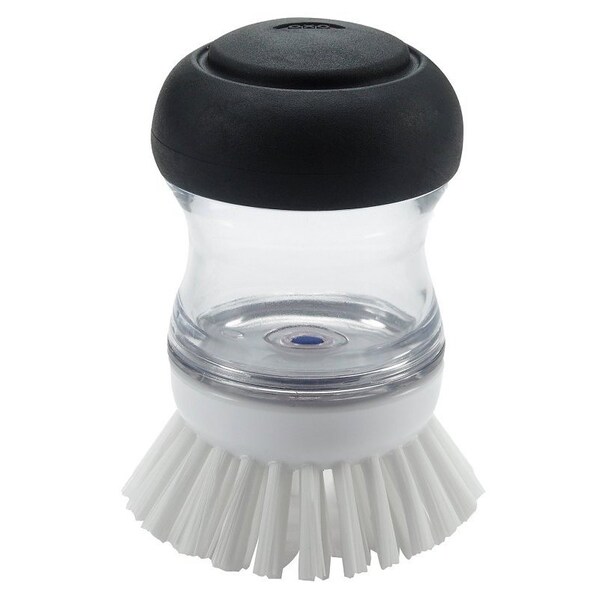 Good Grips Soap Dispensing Palm Brush, 4 in OAL, Nylon Trim, Non-Slip Handle, Silicone Handle - 36481