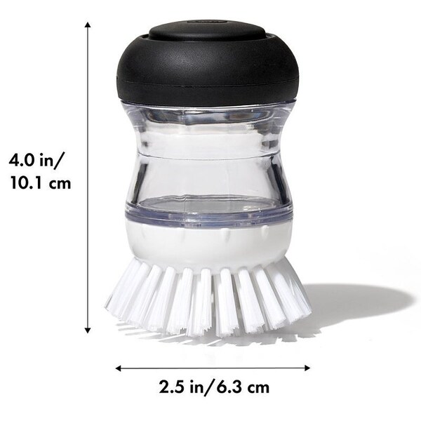 Good Grips Soap Dispensing Palm Brush, 4 in OAL, Nylon Trim, Non-Slip Handle, Silicone Handle - 36481