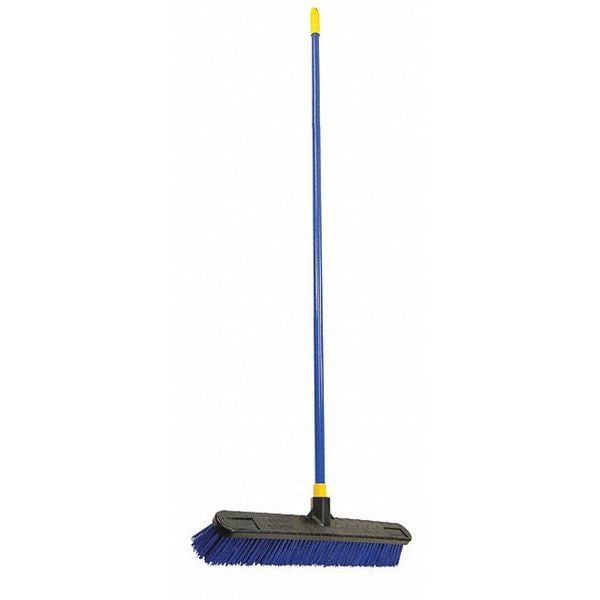 Quickie 24 in Sweep Face Push Broom, Stiff, Synthetic, 3 1/8 in Bristle, 60 in L Blue Handle - 599