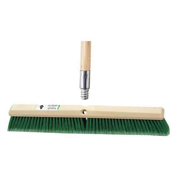 Tough Guy 24 in Sweep Face Push Broom, Soft, Synthetic, Green - 59JM39
