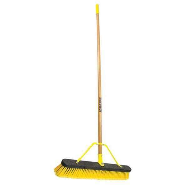 Quickie 24 in Sweep Face Push Broom, Soft/Stiff Combination, Synthetic, Yellow - 857HDSU