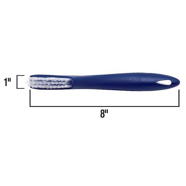 Qep Grout and Tile Brush, 3/4 in L Trim, Nylon Bristle, Blue Handle - 20842