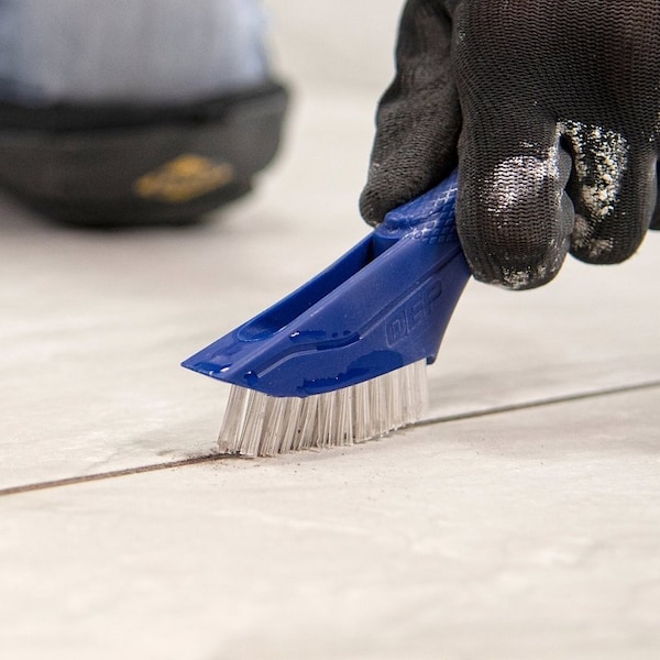 Qep Grout and Tile Brush, 3/4 in L Trim, Nylon Bristle, Blue Handle - 20842