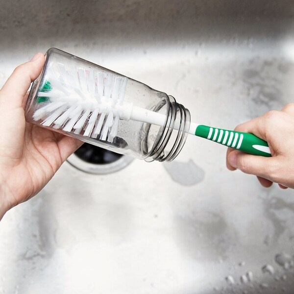 Libman Bottle Brush, 12 in L x 2.3 in W Trim, Ergonomic-Grip Handle - 1352
