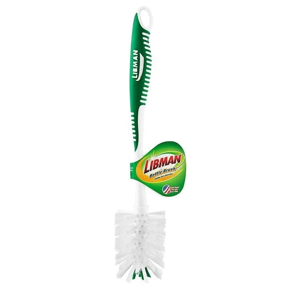 Libman Bottle Brush, 12 in L x 2.3 in W Trim, Ergonomic-Grip Handle - 1352
