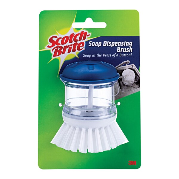 3M Scotch-Brite 4 in. W Medium Bristle Plastic Handle Soap Dispenser Dish Brush - 495